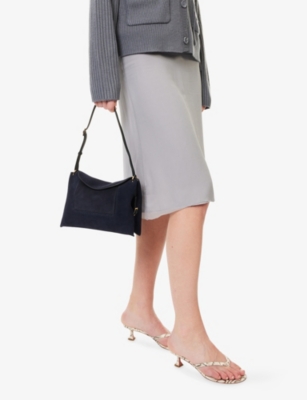 Wandler Womens Penelope Slouch Suede Shoulder Bag Orion Suede - 5896 In Blue