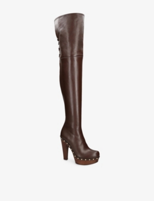 Chloé Womens Dark Brown Lola Over-the-knee Leather Boots Eur 39 / 6 Uk In Brown