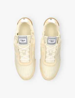 Chloé Womens Yellow Kick Woven And Suede Trainers Eur 38/5 Uk In Yellow