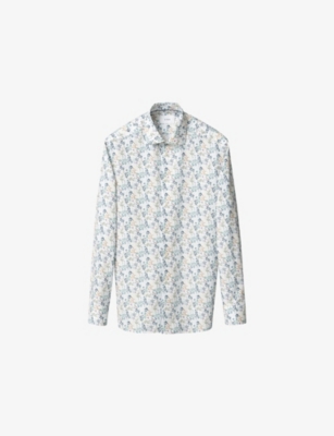 ETON: Floral-Print Slim-Fit Cotton-Twill Shirt