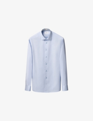 ETON: Floral-Trim Slim-Fit Cotton-Twill Shirt