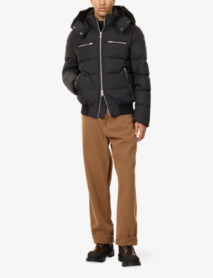 Moose Knuckles Blk W/blk Sh Cloud Hooded Woven-down Jacket In Black