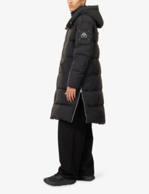 Moose Knuckles Black Everest Long Hooded Stretch-woven Blend Down Jacket In Black