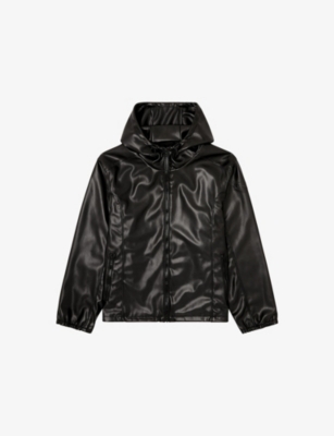 Mens Diesel J-Hives Hooded Coated Faux-Leather Windbreaker Jacket