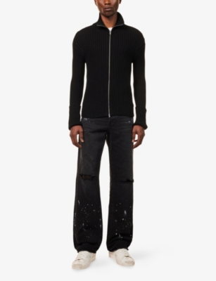 PURPLE BRAND: Paint Splatter Knee-Slit Denim Jeans