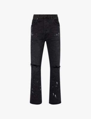 PURPLE BRAND: Paint Splatter Knee-Slit Denim Jeans