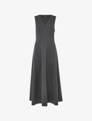 Womens Whistles V-Neck Sleeveless Stretch-Woven Midi Dress