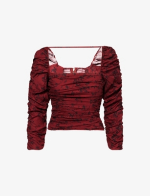 REFORMATION: Joi Gathered Stretch-Cotton Top