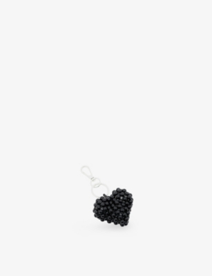 The Kooples Womens Black Heart Metal Bag Charm In Black