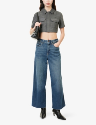 GOOD AMERICAN: Good Skate Crop-Leg Stretch-Denim Blend Jeans