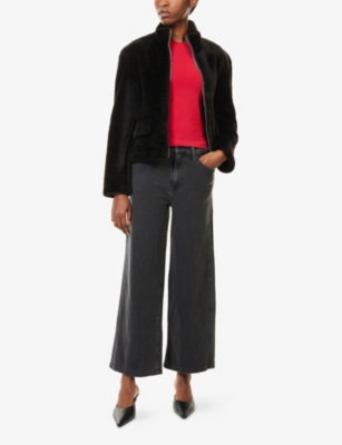 GOOD AMERICAN: Good Skate Jeanius Crop-Leg Cotton-Jersey Trousers