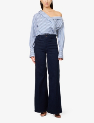 GOOD AMERICAN: The Cut Layered Wrap-Front Cotton-Blend Shirt Body