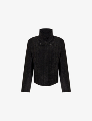 Team Wang Design Omens  Acceptance High-neck Corduroy Jacket In Black