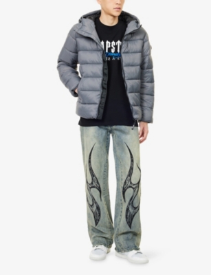 Trapstar Mens Dark Grey Brand-patch Padded Shell Jacket Xs In Gray