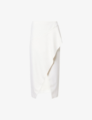 Khaite Womens Cream Jaia Tailored Wool Midi Skirt In White