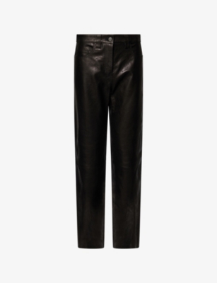 Khaite Womens Black Callum Relaxed Tapered Suede Trousers