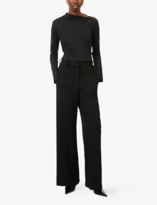 Theory Twist Neck Top In Cotton Jersey In Black