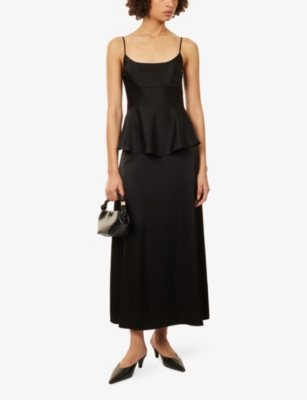 Theory Womens Black A-line Satin Maxi Skirt In Black