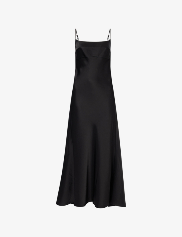 Spaghetti-Strap Satin Slip Maxi Dress