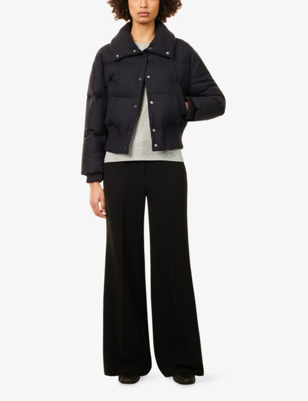 Cozy Collar Down-Padded Wool-Blend Jacket