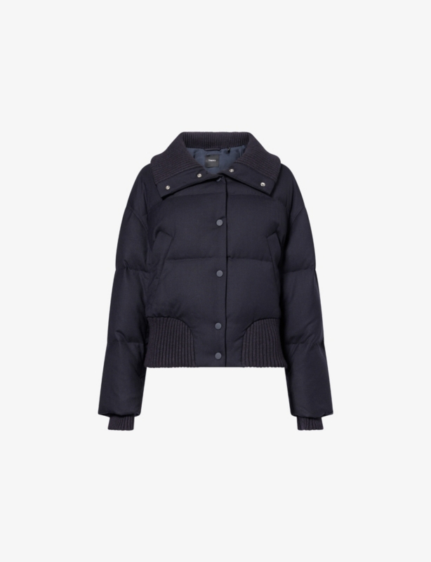 Cozy Collar Down-Padded Wool-Blend Jacket