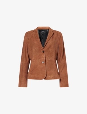 THEORY: Tailored-Fit Notch-Lapel Suede Blazer