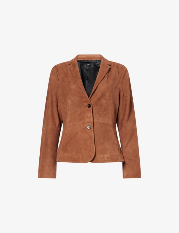 Tailored-Fit Notch-Lapel Suede Blazer