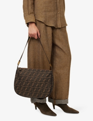 RESELFRIDGES: Pre-Loved Fendi FF Zucca Canvas Shoulder Bag
