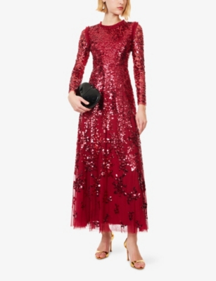 Needle & Thread Womens Needle And Thread Rosanna Lattice Sequin Woven Gown In Red