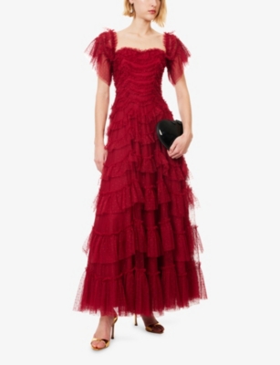 Needle & Thread Womens Needle And Thread Aviana Off-shoulder Woven Gown In Red