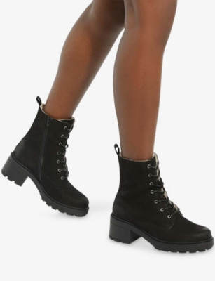 Dune Womens  Plushy Shearling-lined Suede Boots In Black