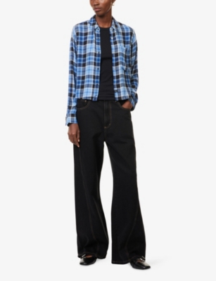 Rails Womens Midnight Blue White Malin Check-print Woven Shirt Xs In Blue