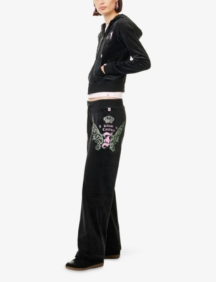 Juicy Couture Womens  X Disney Tink Straight-leg Stretch-woven Jogging Bottoms In Black