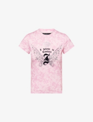 Juicy Couture Womens  X Disney Hilton Floral Cotton-jersey T-shirt In Pink