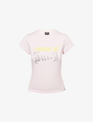 Juicy Couture Womens  X Disney Hilton Tink Believes In Juicy Cotton-jersey T-shirt In Pink