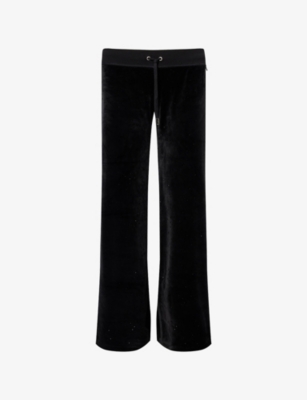Juicy Couture Womens  X Disney Old Straight-leg Stretch-woven Jogging Bottoms In Black