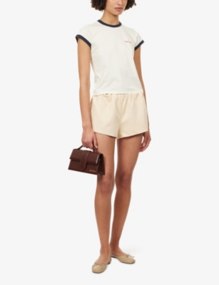 Sir Womens Ivory Yes  Embroidered Logo Fitted Stretch-cotton T-shirt In White