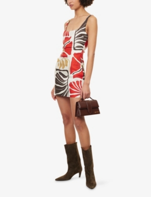 Sir Womens Fiorello Rosso Julietta Leaf-print Linen Mini Dress Xs In Multi