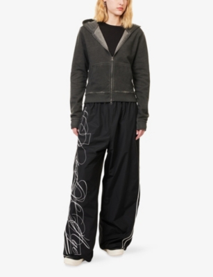 Jaded London Womens  Script Embroidered Shell Jogging Bottoms In Black