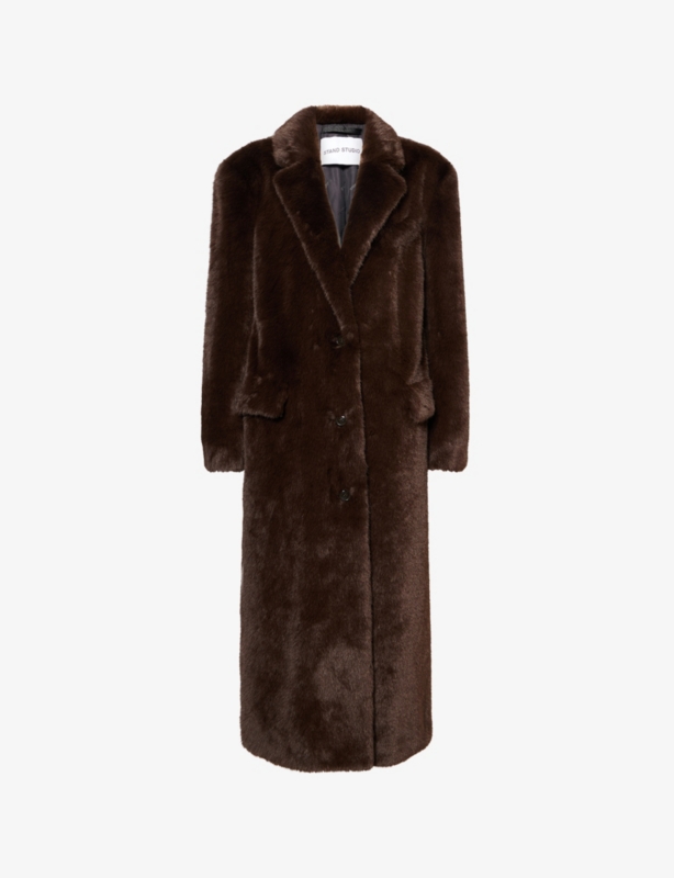 Emmie Notch-Lapels Faux-Fur Coat