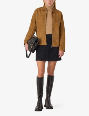 Whistles Womens A-line Suede Mini Skirt Black In Black