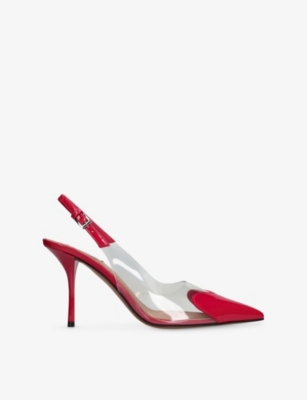 AZZEDINE ALAIA: Le Coeur 90 Patent-Leather And PVC Slingbacks