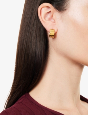 Totême Womens Toteme Signature 18ct Yellow Gold And Palladium-plated Brass Hoop Earrings In Gold