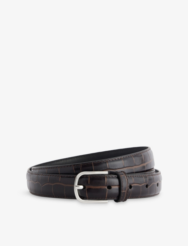 Embossed Croc Leather Belt