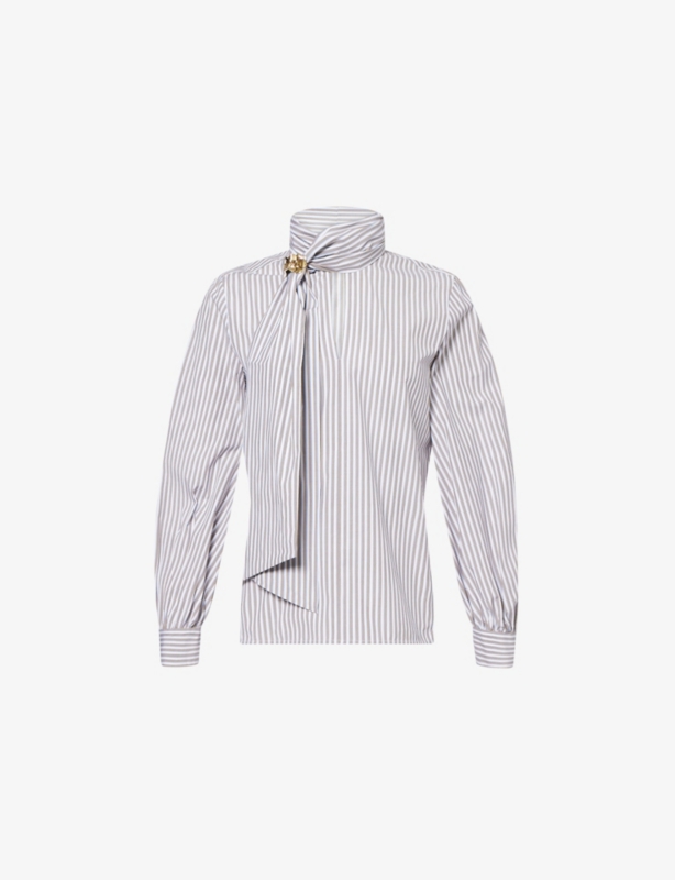 Disco Striped Stretch-Cotton Blouse