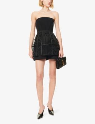 MAX MARA: Betel Bustier Sablé Woven Mini Dress