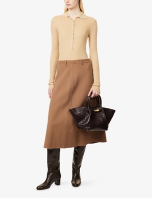MAX MARA: Flared Wool and Cashmere-Blend Midi Skirt