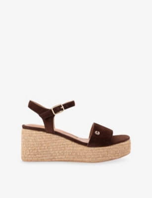 Carvela Womens Dark Brown Portofino Flatform Faux-leather Sandals Eur 38/5 Uk