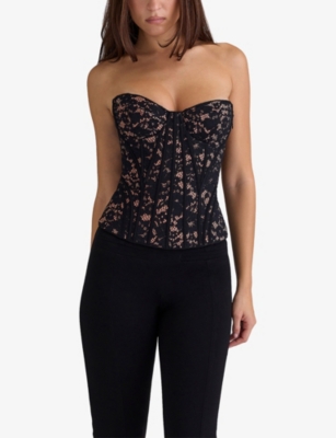 House Of Cb Womens Cafe Au Lait Solaine Floral Lace Corset To In Brown