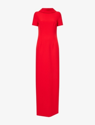 Womens Roland Mouret Boat-Neck Scoop-Back Woven Gown